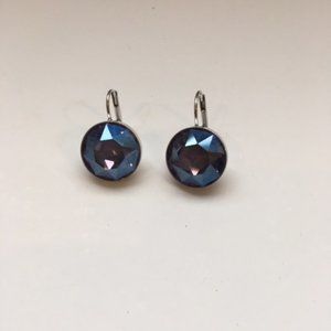 Oversized stud Glass Earrings with Rhodium Casting